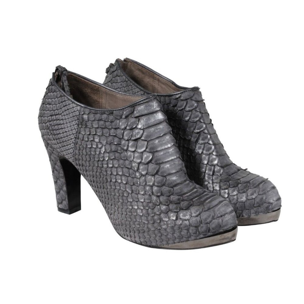 Devi Kroell Womens Ankle Booties US 7 EU 37 Gray Python Snake Skin Boots